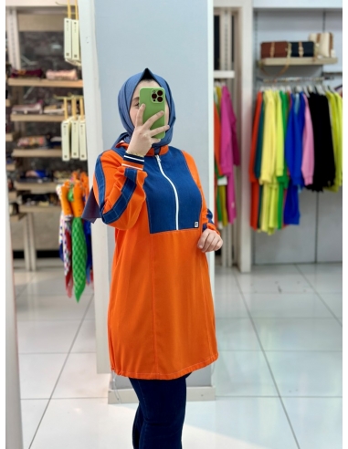 Berelance Tencel Detaylı Tunik 1062 turuncu